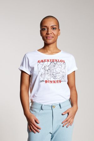 GRENZENLOS DENKEN - Damenshirt von Elternhaus, fair fashion made in Hamburg